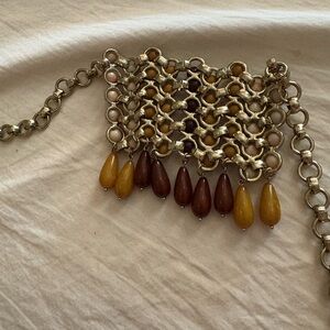 Intricate Silver and Brown Chainmail Bracelet